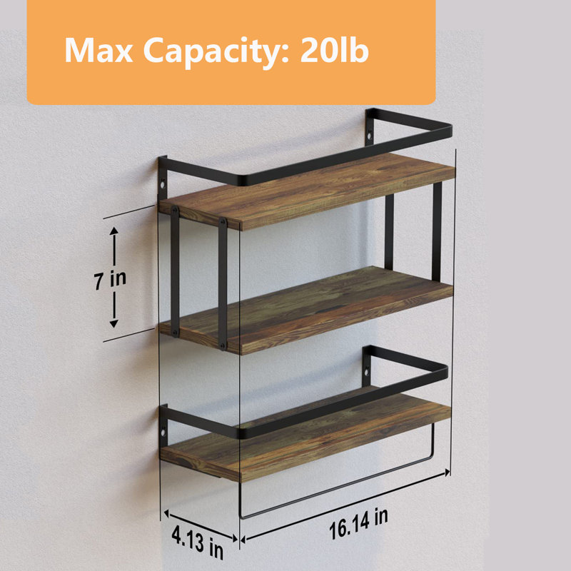 Serly 2 Piece Floating Shelf, Rucstic Brown
