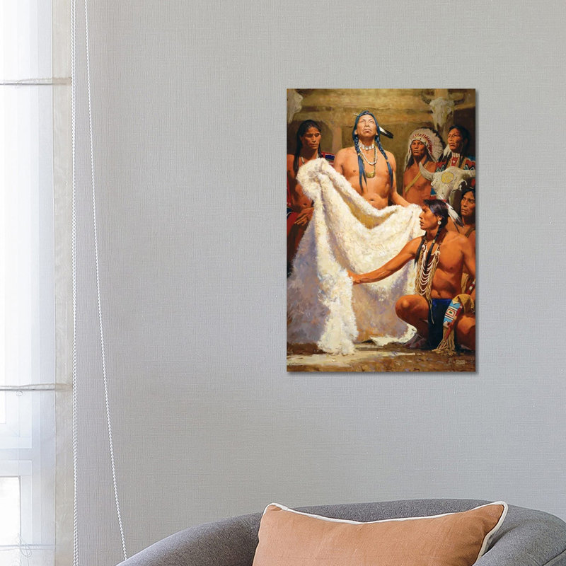 White Buffalo Robe II By David Mann - Wrapped Canvas Painting by David Mann - Wrapped Canvas Painting