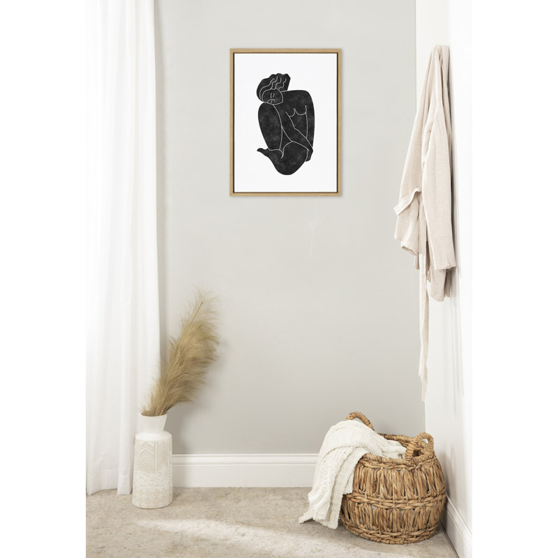 Katriana ligne minimaliste encadrée sur toile, Naturel, H 24 po x l 18 po x P 1,62 po