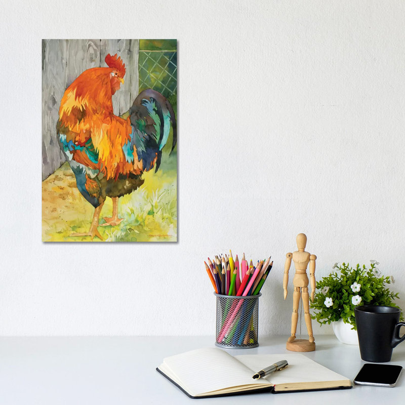 Rooster Pen by Annelein Beukenkamp - Wrapped Canvas Painting, 20.32 cm H x 30.48 cm W