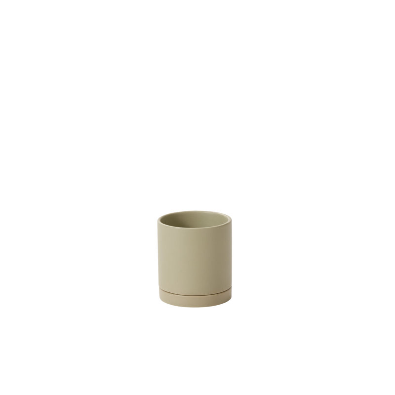 Pot neutre avec soucoupe Swerve, Gris clair, H 4,75 po x l 4,25 po x P 4,25 po