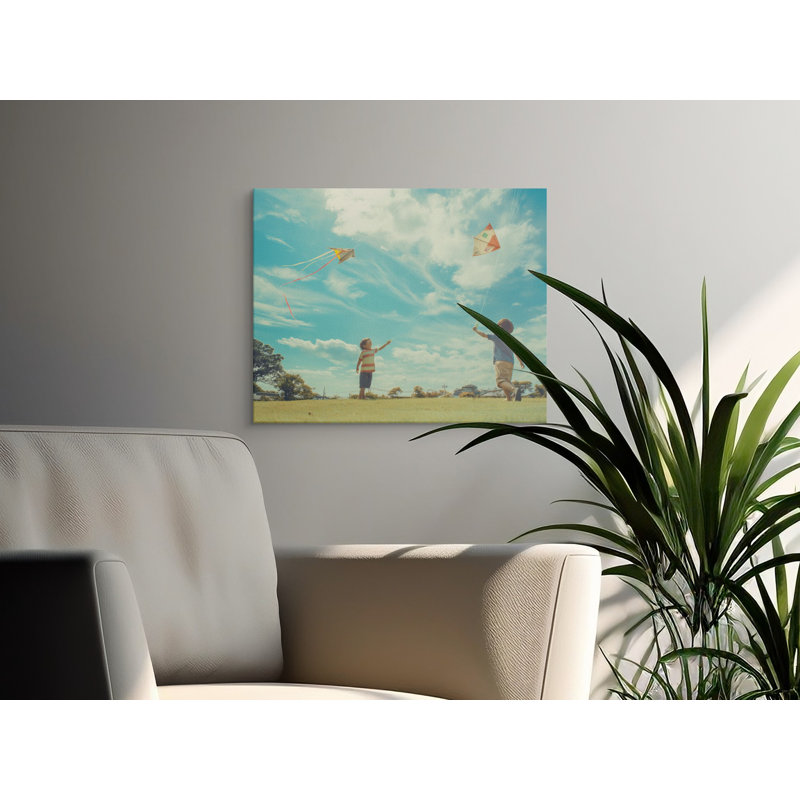 Kids Flying Kites Canvas Wall Art, Gallery Wrapped, Ready to Hang, Archival Quality, Canvas Print, Modern Kids Room Decor
