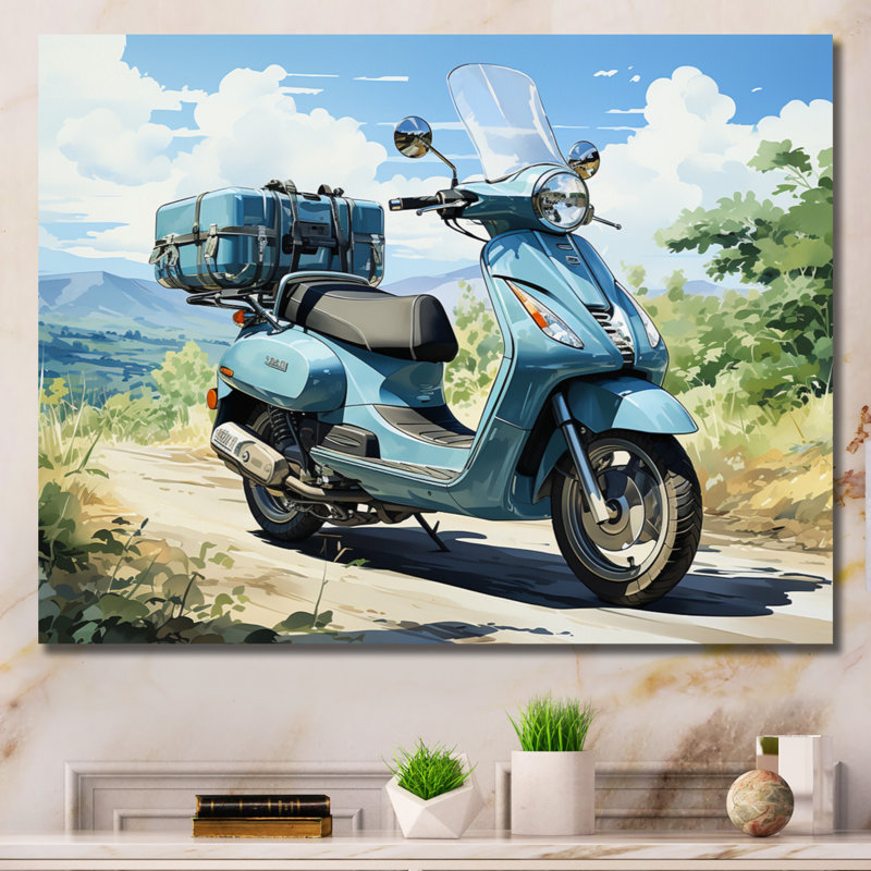«Blue Scooter», impression sur toile, H 24 po x l 32 po x P 1 po, Toile tendue