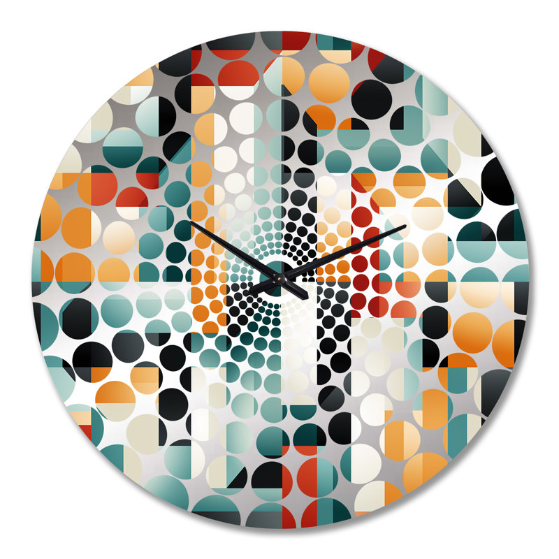 Green And Yellow Geometric Chic Pattern - Geometric  Wall Clock, Extra Large