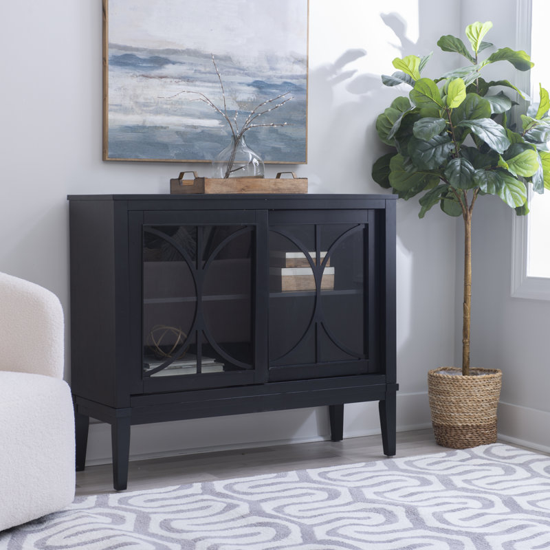 Armoire d'appoint en verre avec tablette réglable Melrose, Marine
