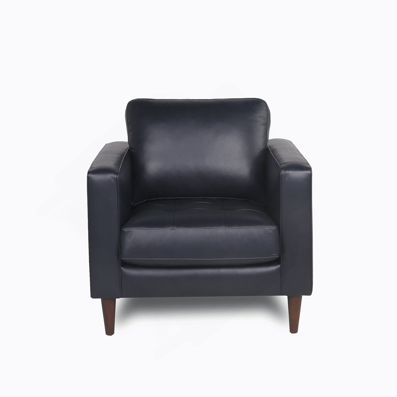 Chaise en cuir capitonnée Mid-Century