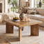 Table basse 31,5 po carrée en bois avec plateau et pieds à panneaux épaissis