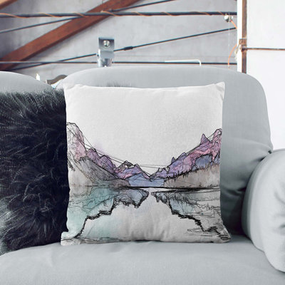 Maligne Lake Scene in Canada Cushion with Filling