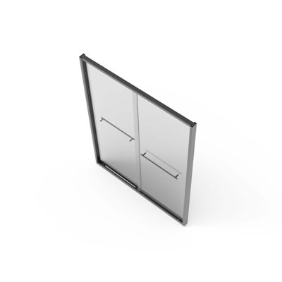 Porte de douche coulissante double en aluminium, porte coulissante de salle de bain à dérivation avec verre trempé transparent de qualité supérieure
