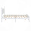 Structure de lit double en bois pleine grandeur, lit plateforme de style rétro avec support en lattes de bois, blanc-1926473284