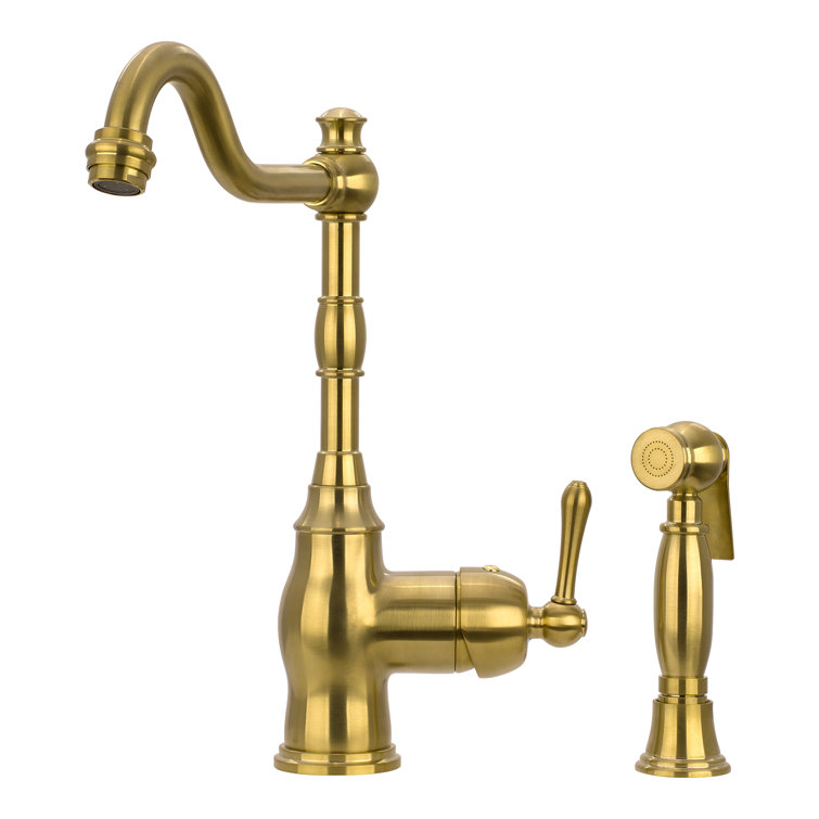 One-Handle Copper Widespread Kitchen Faucet with Side Sprayer