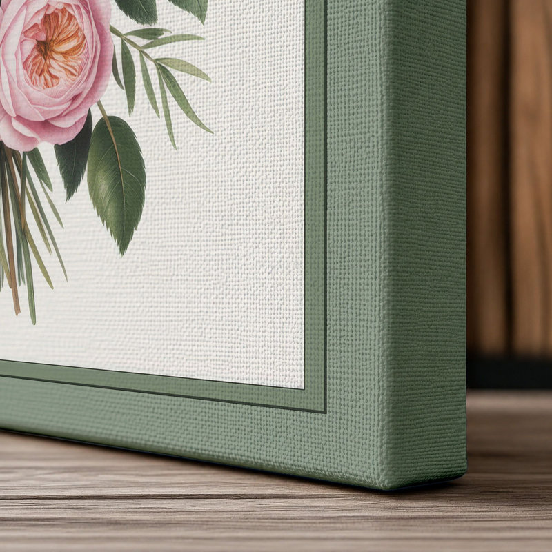 Pale Rose Arrangement Botanical - Wrapped Canvas, 18x12 - 45.7 x 30.5 cm, Sage Border
