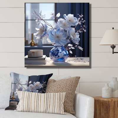 Arrangement de fleurs d'hibiscus bleu azur sur toile
