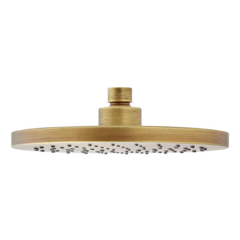 Pomme de douche à pluie ronde moderne 2,5 gallons par minute, Aged Brass, 1.8 GPM