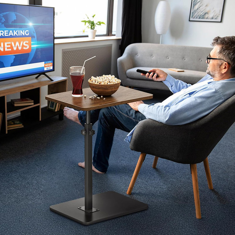 Minimalist Height Adjustable End Table, 360° Rotatable So...