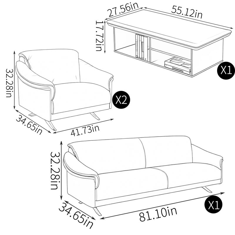 Light luxury sofa tea table combination