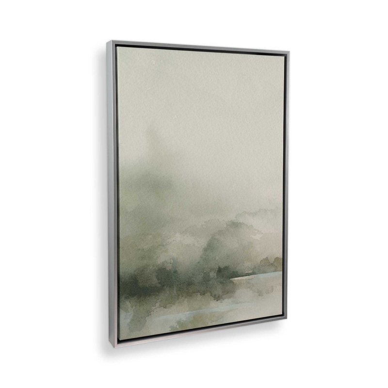 Impression sur toile «Mute Green Tranquility I», Cadre flottant en chrome poli, H 18,75 po x l 12,75 po x P 1,75 po