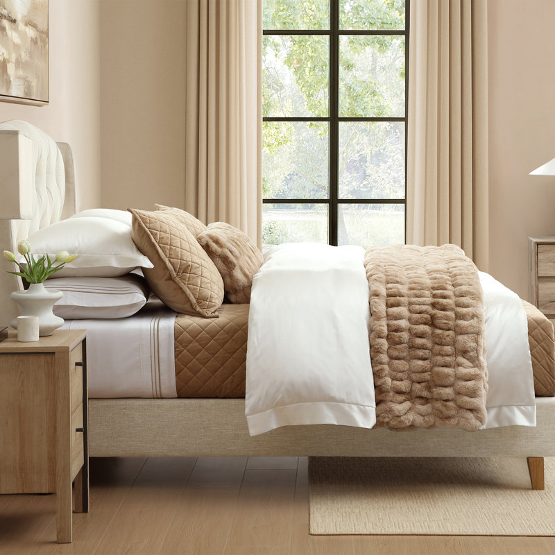 Ensemble de courtepointe Velvet Diamond, Gruau, Courtepointe pour lit simple + 1 taie décorative 