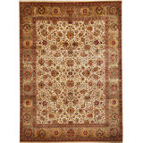 Wool Oriental Area Rug in Rust/Cream