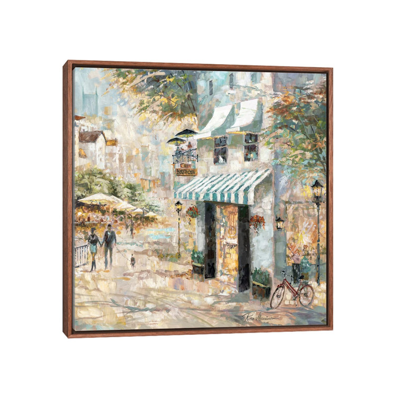 «Rooftop Café Détail II» par Ruane Manning - reproduction d'art, H 37 po x l 37 po x P 1,5 po, Toile avec cadre brun