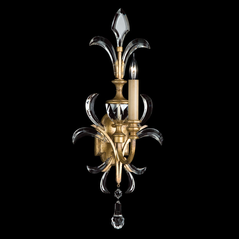 Beveled Arcs Candle Wall Light, Muted Gold Leaf
