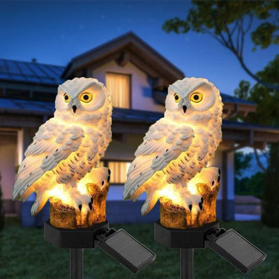Owl Figure Solar LED Lights Outdoor Decorations Resin Pathway Light with Stake