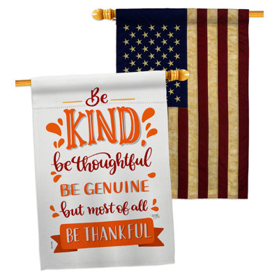Drapeau de maison en polyester à 2 côtés Be Thanksful 40 x 28 po