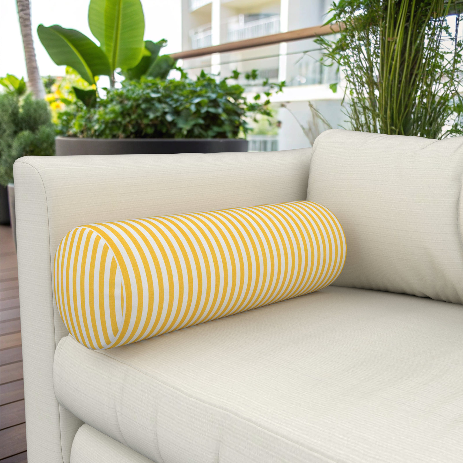 Kacy Sunbrella® Throw Pillow, Sail Away Sunflower