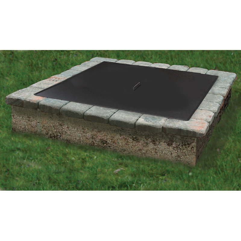 Square Steel Fire Pit Lid, 2" H x 26" W x 26" D