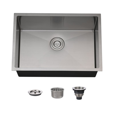 Évier de cuisine à simple cuve en acier inoxydable encastrable L 27 po x l 19 po