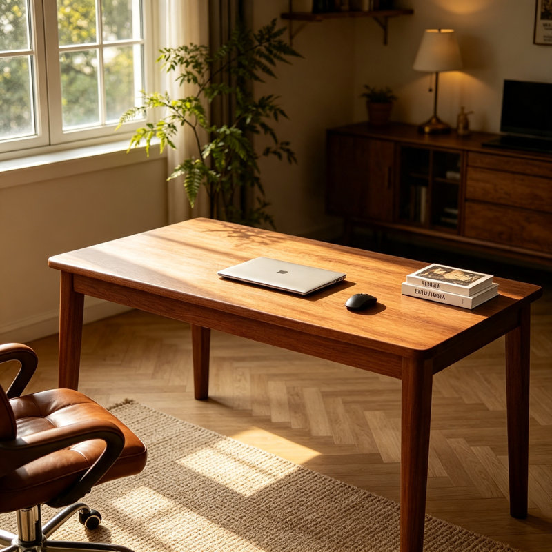 Bureau extra long en bois massif de 63 pouces, bureau double pour deux personnes pour le bureau personnel, bureau d'ordinateur long en bois, table d'écriture pour le bureau