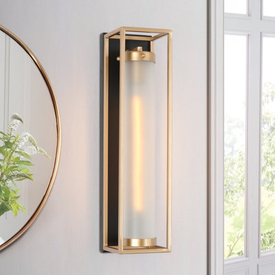 1 - Light Dimmable Frosted Glass Gold Wall Sconce