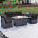 7-Piece Wicker Patio Conversation Set With Cushions,Coffee Table And Outdoor Fire Pit Table With Aluminum Top, PE Rattan Base, And  White Glass Wind Guard