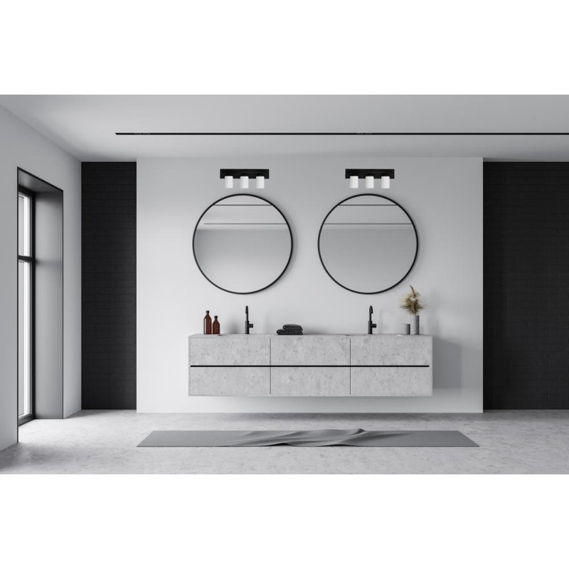 Éclairage pour meuble-lavabo à intensité variable Aimilia, 3, Lin blanc / noir