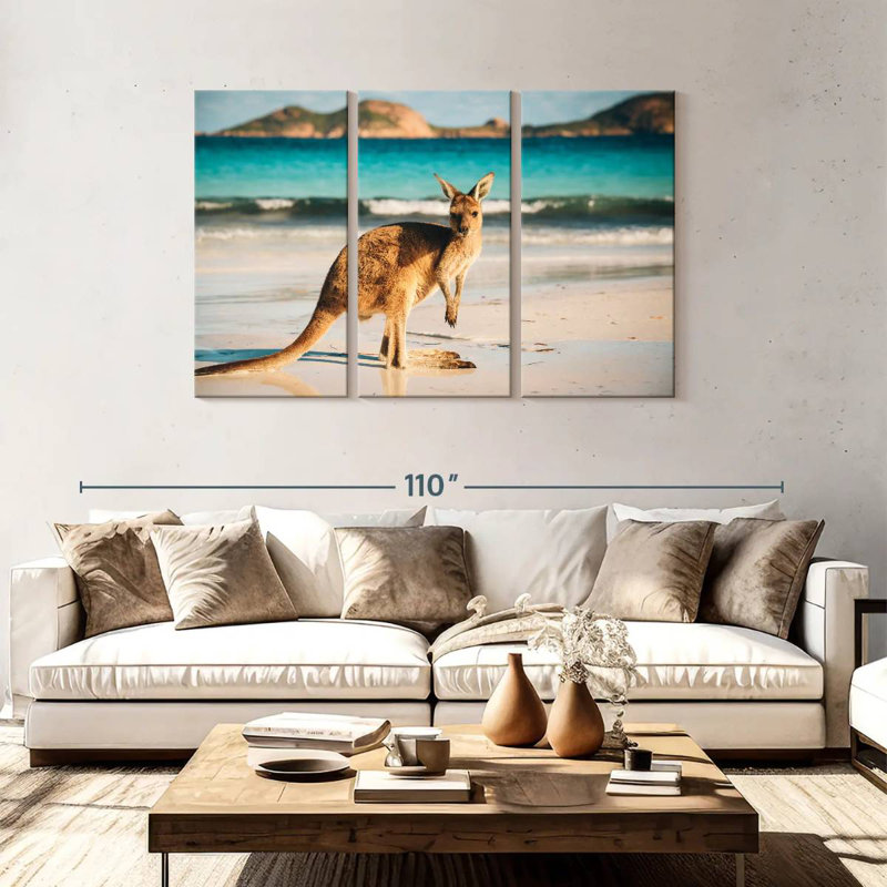 Kangourou à Brampt Beach, H 48 po x l 74 po
