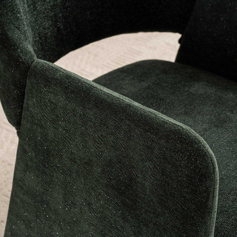 Mid Century Upholstered Arm Accent Chair with High Back, Green