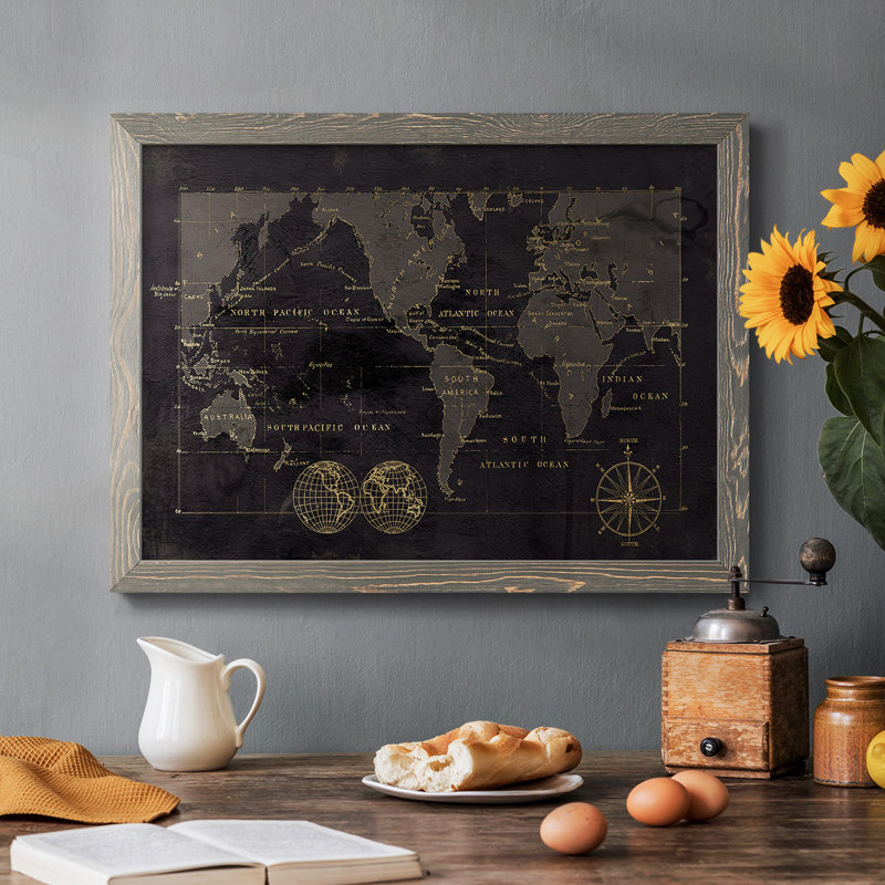 " Black Gold Map ", 26" H x 38" W x 1.5" D, Gray