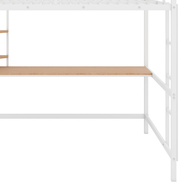 Lit mezzanine moyen avec escalier de rangement, Blanc