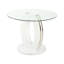 Table de salle à manger de 47,2 po en verre transparent de luxe moderne pour 4 à 6 personnes, table de cuisine moderne avec plateau en verre trempé et pieds en acier inoxydable, table de salle à manger circulaire pour la maison, le salon, l’appartement-1895736819-1903597711