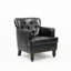 Fauteuil rembourré noir avec apparence classique et matériaux rembourrés