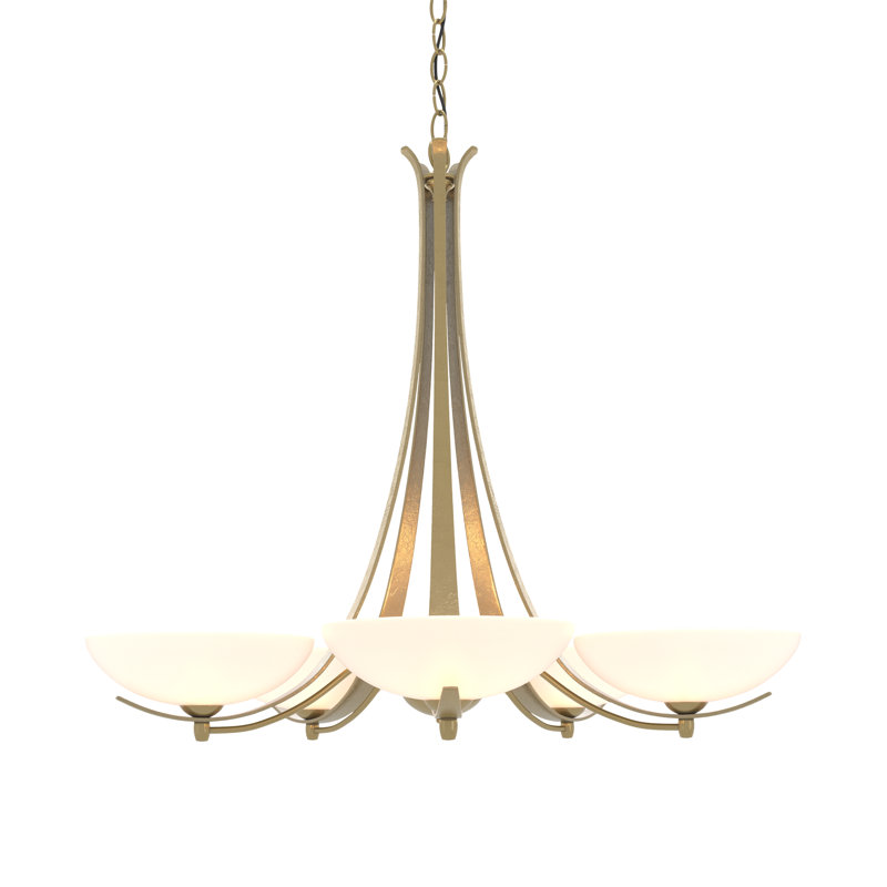 Aegis 5 - Light Shaded Classic/Traditional Chandelier, Modern Brass