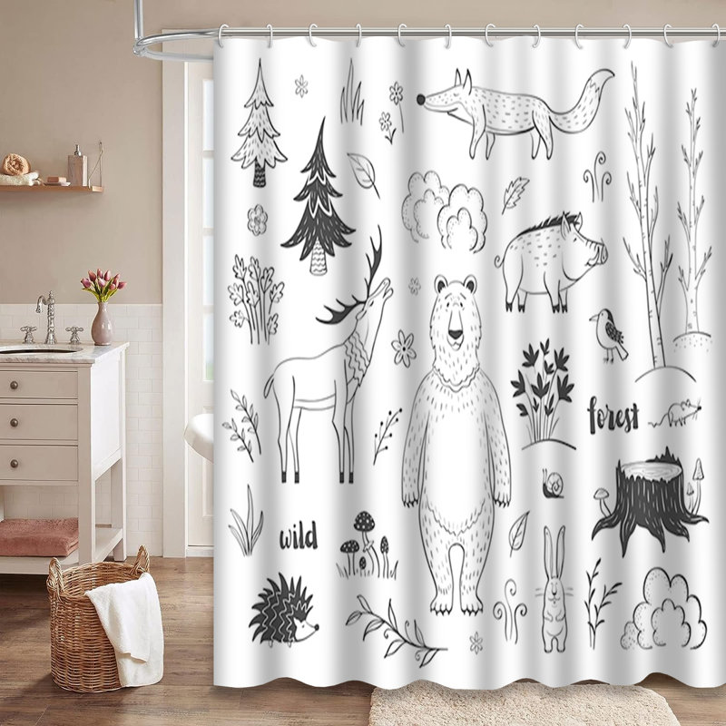 Rideau de douche avec 12 crochets Fairy Forest, L 72 po x l 78 po
