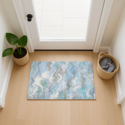 Machine Washable Indoor/Outdoor London ACN2258 Swirls Rug