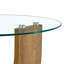 Table basse créative en U à deux niveaux en verre avec base en bois aggloméré: une table d'appoint de salon moderne et minimaliste à hauteur réglable.-131255560