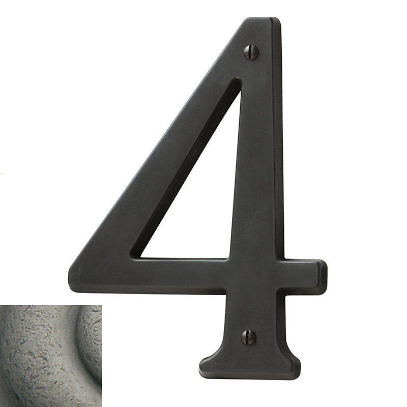 4.75" H Brass House Number, 4, Polished Chrome