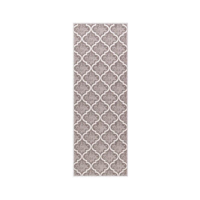Soana Geometric Non-Skid Kitchen Mat, Trellis Brown