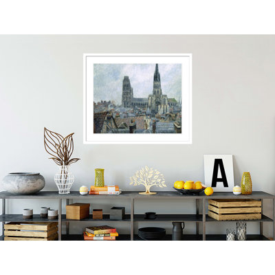 Les toits de l'ancien temps gris de Rouen par Camille Pissarro, impression giclée sur cadre
