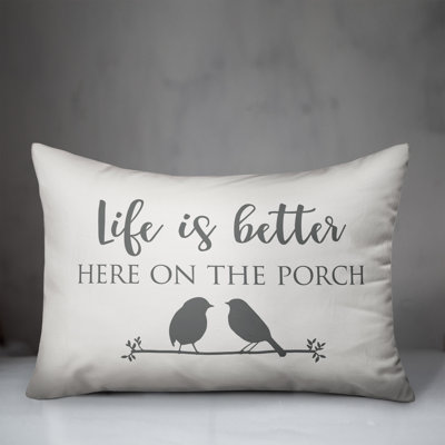 Textual Outdoor Reversible Throw Pillow