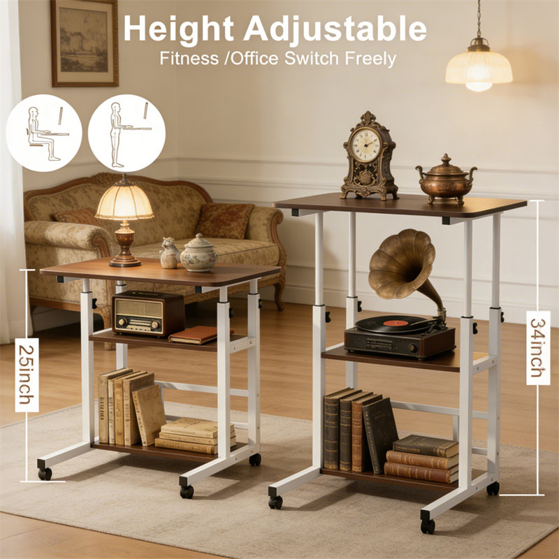 Height Adjustable Laptop Desk with Wheels