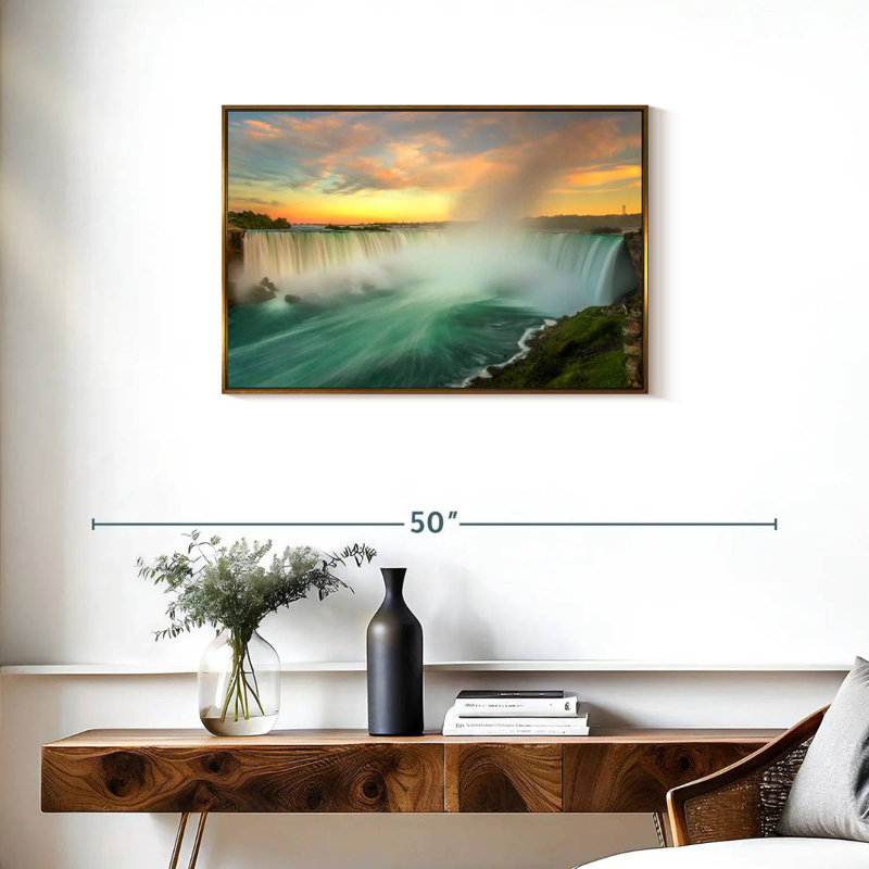 Paysage des chutes du Niagara, Cadre flottant doré, 31 po x 21 po